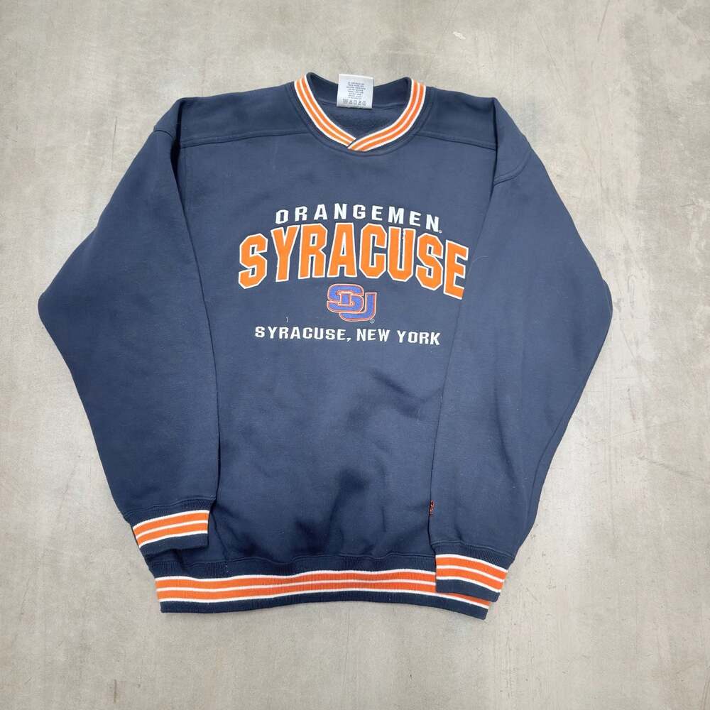 Vintage Lee Sport Syracuse Orangemen Embroidered Crewneck Sweatshirt Navy Blue